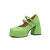 2025 New Spring Women's Pumps 9.5cm High Heels PU Leather Square Toe Women Platform Mary Jane Shoes Plus Size 34-43 WSH5044