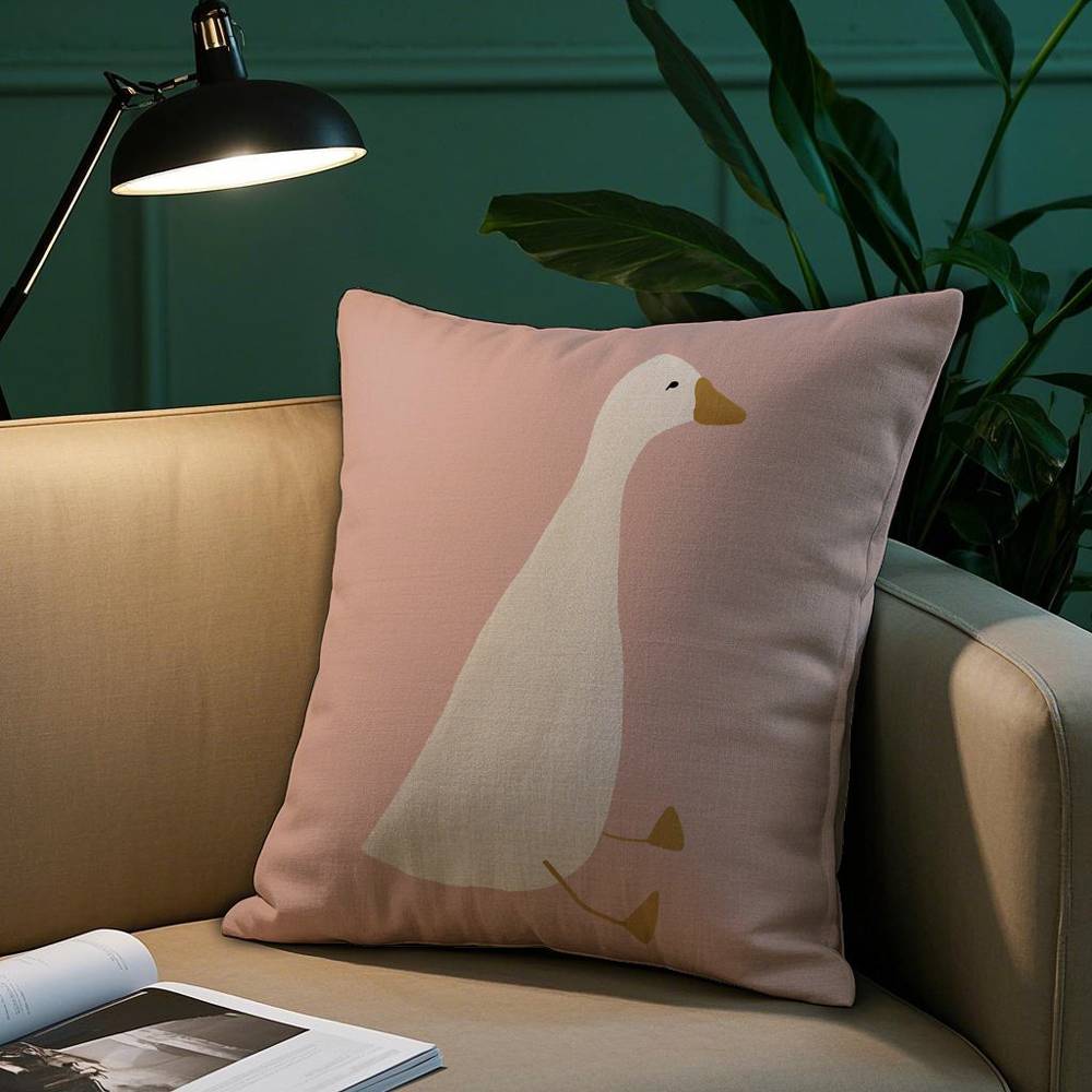 Cartoon Gans Blumen Kissenbezug Kurzer Plüsch Druck Kissenbezug Quadratische Überwürfkissenbezüge Sofa Heimdekor