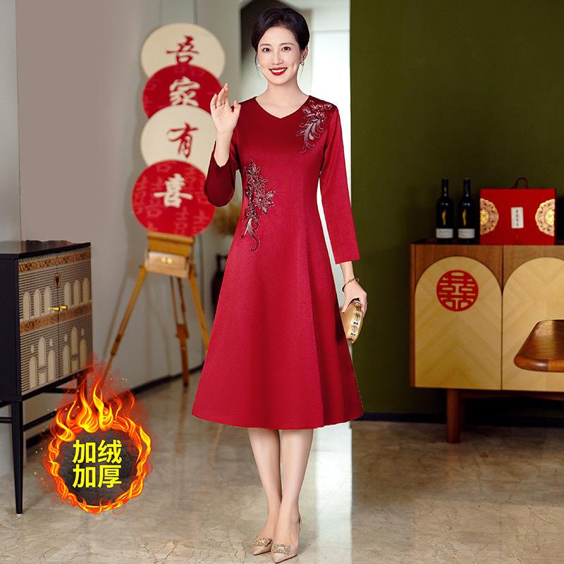 Mom Wedding Dress Female Happy Mother-in-law Wedding Dress Noble High-end Light Mother-in-law Toasting Dress Wedding Dress