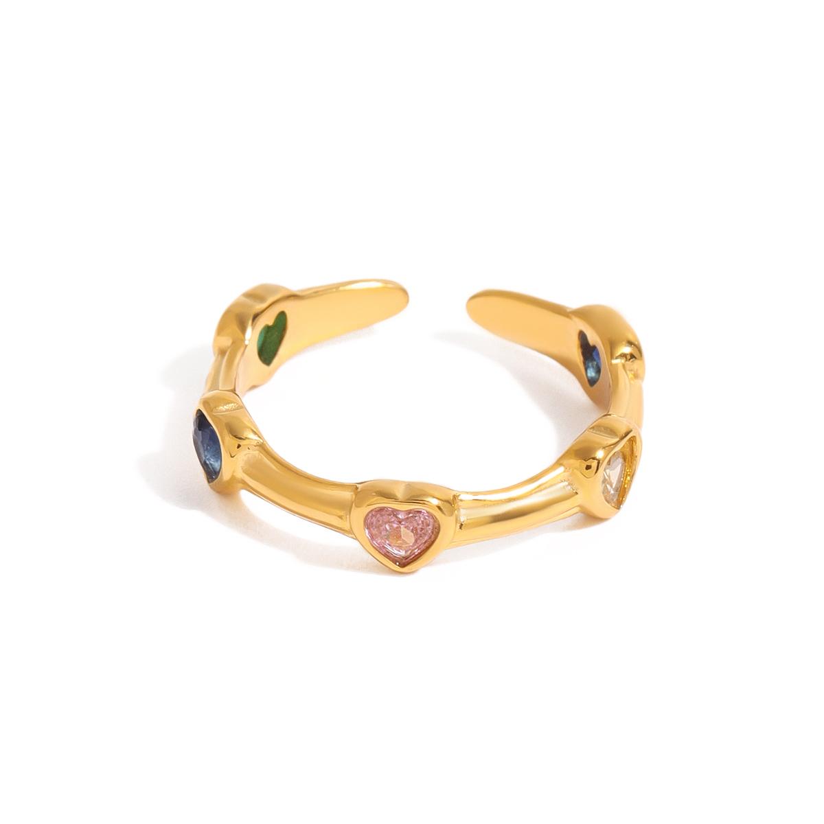 Exquisite Zirconia Stainless Steel Heart Ring for Women Temperament High Quality Chic Jewelry Recommend золотистый