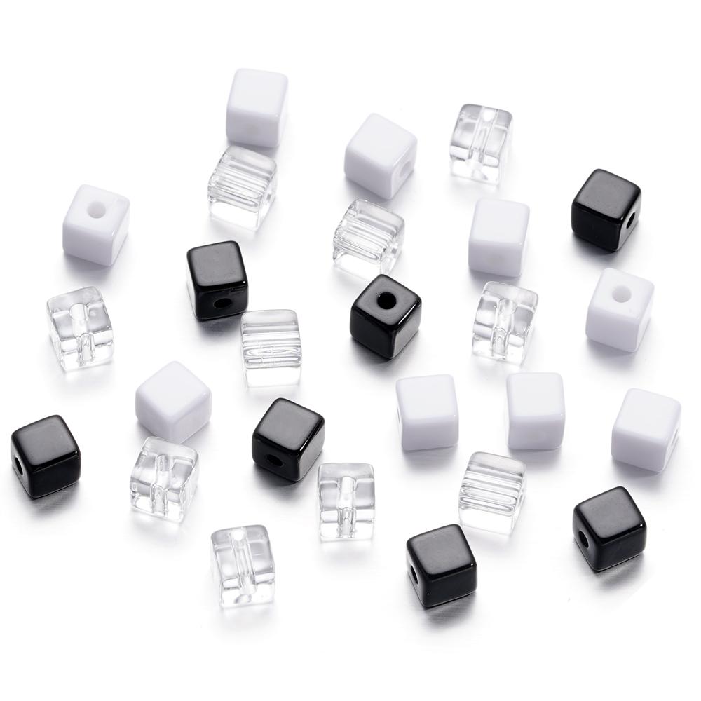 30pcs/lot 7.5mm Square Shape Acrylic Beads Spacer Loose Beads for Handmade DIY Necklace Bracelet Charm Jewelry Making Supplies