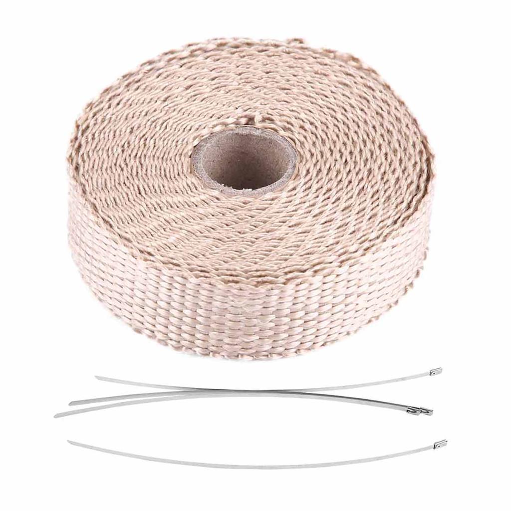5m Car Insulation Tape Exhaust Heat Wrap with 4 Stainless Steel Cable Ties Black