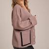 Women's Fashion Casual Fashion Contrasting Color Knitted Cardigan V-neck Long Sleeved Jacket