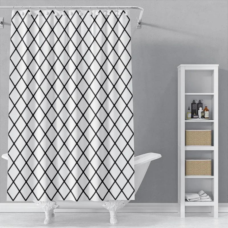 The New Isn Simple Nordic Black And White Line Draft Shower Curtain Toilet Partition Hanging Cloth Window Shading
