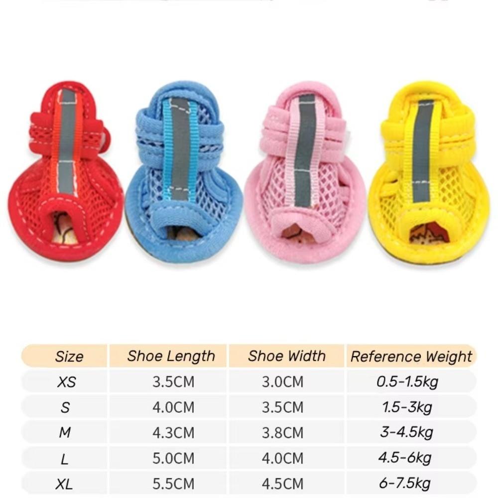 4Pcs Soft-sole Pet Sandals Non-slip Cooling Dog Boots Cute Dog Foot Cover  For Small Medium Pets