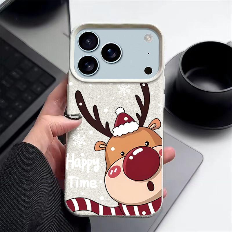 Husă Laser Drăguță cu Imprimeu Elan de Crăciun Pentru iPhone Air 17 16 15 14 13 12 Pro Max 16 15 Plus 13 17 Pro 11 Husă Hard Rezistentă la Șocuri