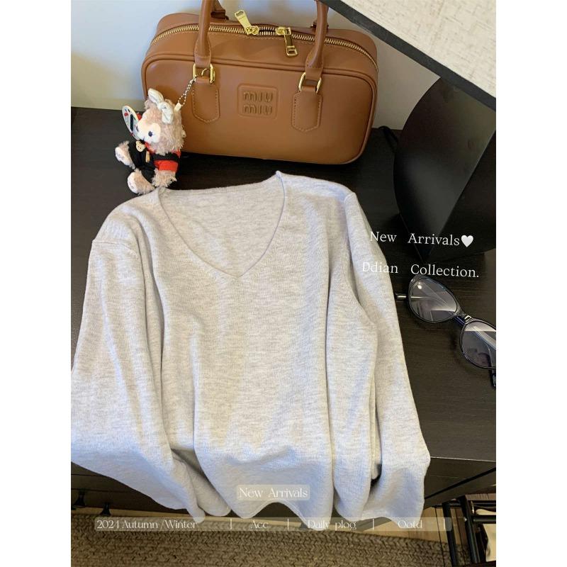 Fashion Collar Knitted Sweater Women's Soft Waxy Bottoming Shirt Autumn and Winter Simple Versatile Lazy Style Long-sleeved Inner Top