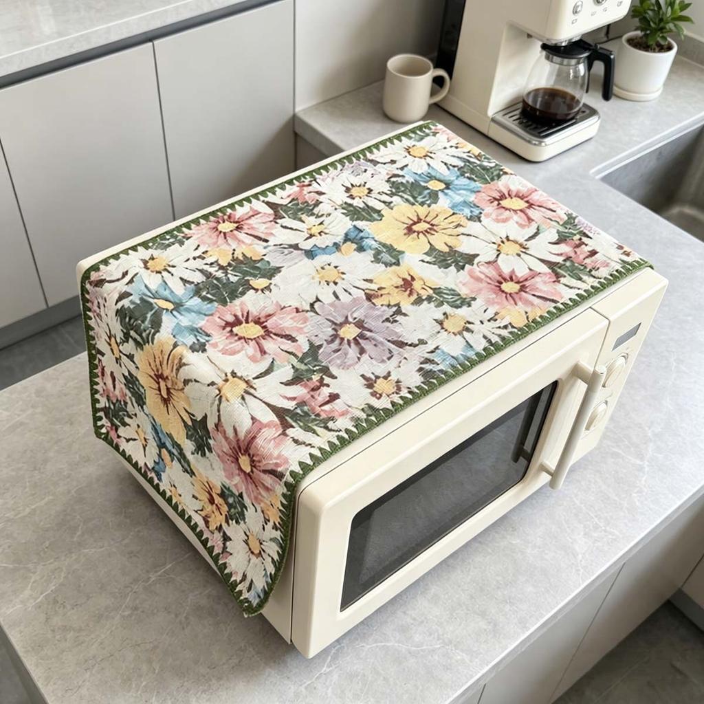 30x90cm Non Fading Cotton Linen Microwave Dust Cover Washable Protector