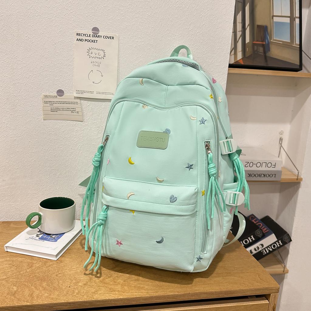 Schoolbag Embroidery Small Fresh Schoolbag Junior High School Girls High Value Ins Large Capacity Backpack High School Backpack