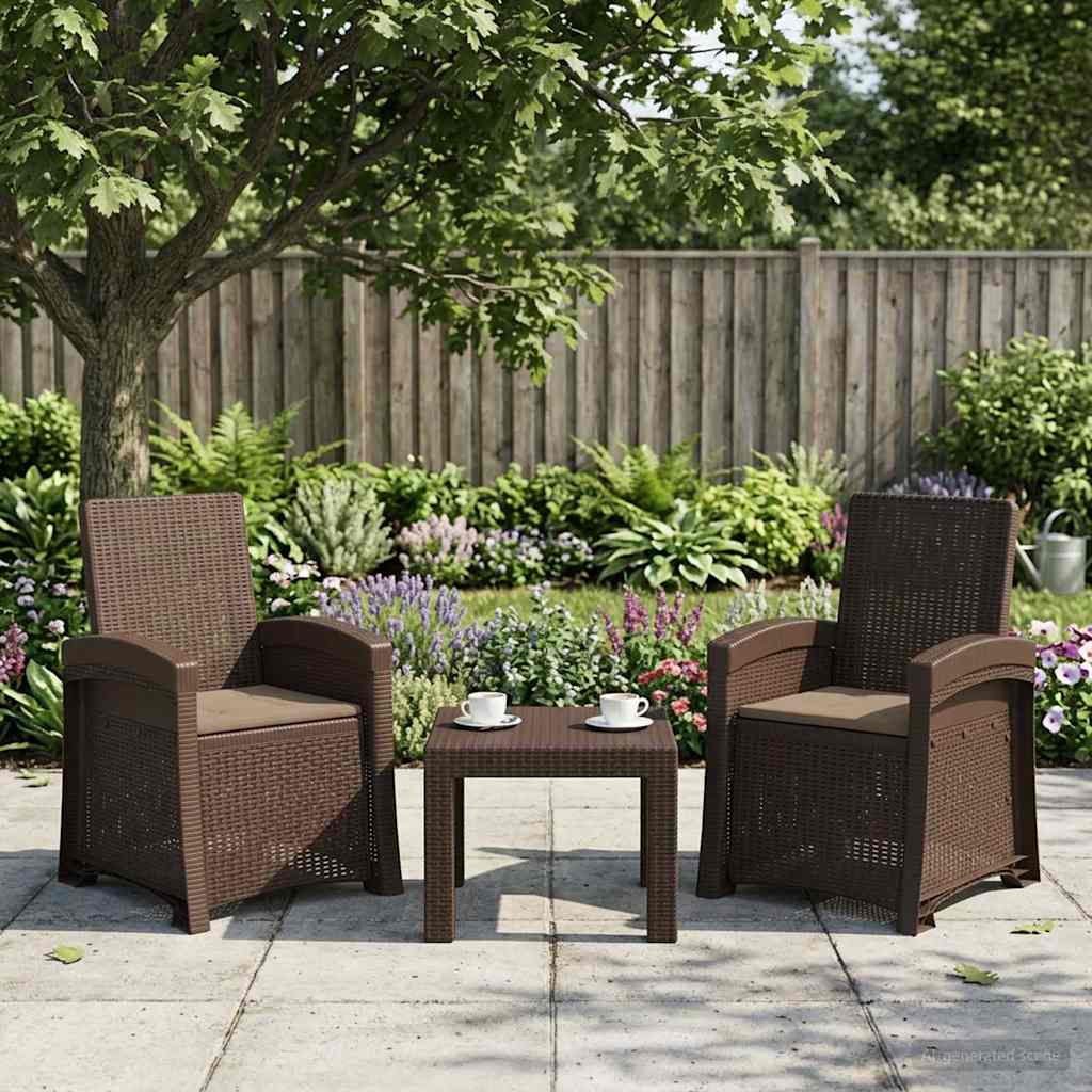Garden Recliner Rattan Look 2 Pcs Brown and Taupe PP