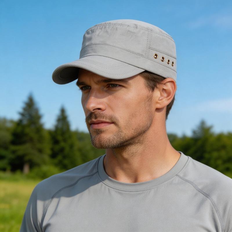 Quick Dry Flat Top Cap For Men Breathable Lightweight Baseball Cap For Summer Outdoor Running Caps