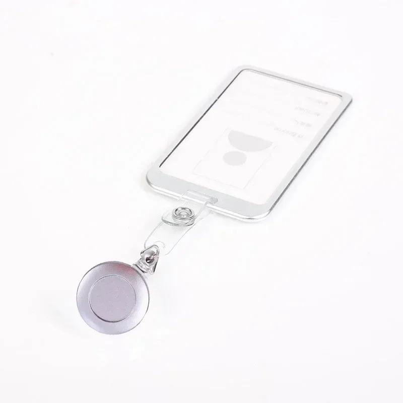 Student Retractable Badge Reel ID Card Holder Cover Case Nurse Badge Lanyards Fashion Metal Card Holders Set for Women Men