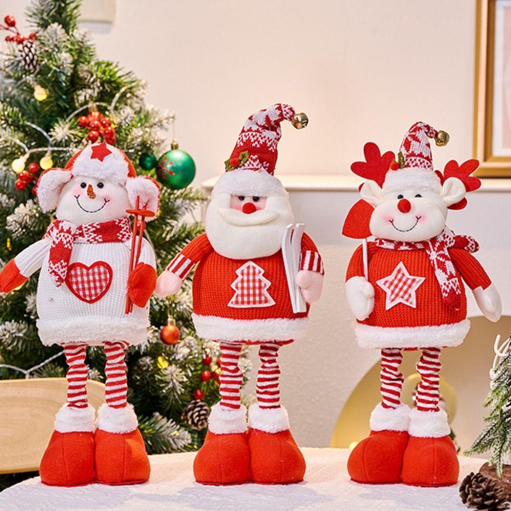 Mini Stretchable Leg Christmas Doll Cartoon Christmas Knitted Doll Long Legged Elk Doll Office