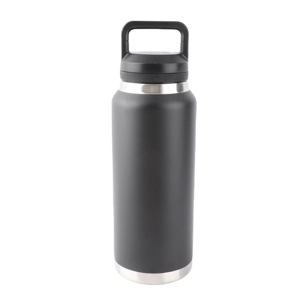 Sport Wasserflasche Edelstahl PP Tragbar Auslaufsicher Sportkessel für Outdoor Camping Fitnessstudio Reisen Büro Schwarz