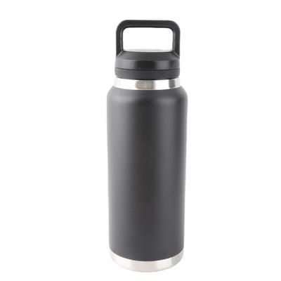 Sport Wasserflasche Edelstahl PP Tragbar Auslaufsicher Sportkessel für Outdoor Camping Fitnessstudio Reisen Büro Schwarz