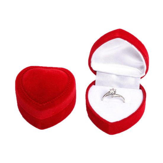 Heart Shape Finger Ring Ear Stud Jewelry Display Holder Storage Box Container