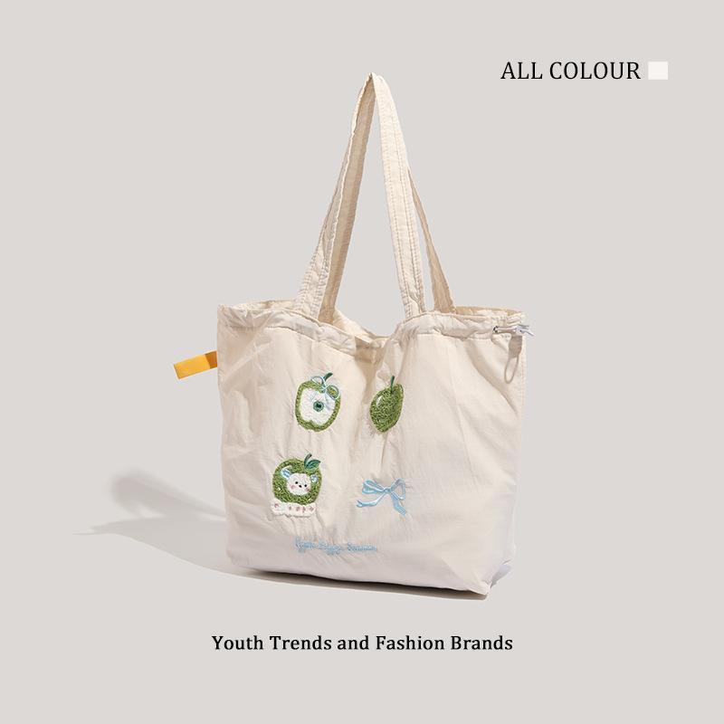 Lazy Tote Commuter New Art and Art Hundred Shoulder Embroidery Large Capacity Portable Canvas Bag