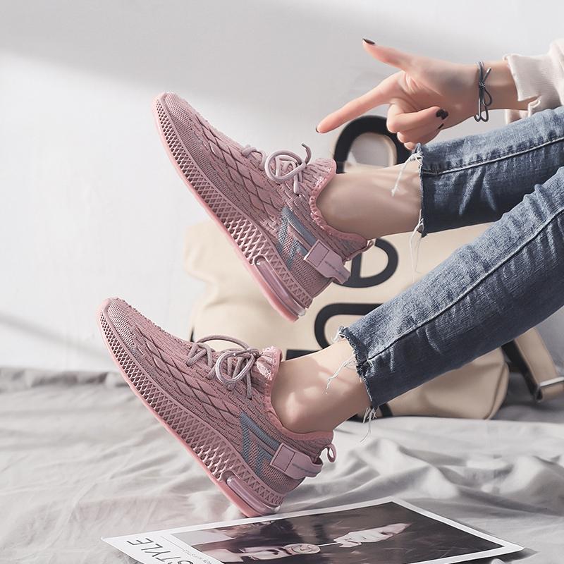 Buy Gym Shoes Lace Up Lightweight 2020 Fashion Mesh Women's Shoes at