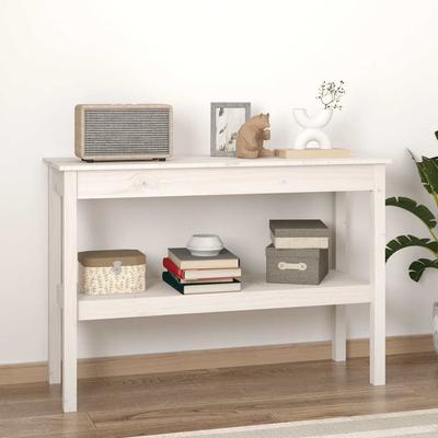 Vidaxl Console Table, White, 110X40X75 Cm, Solid Pine Wood