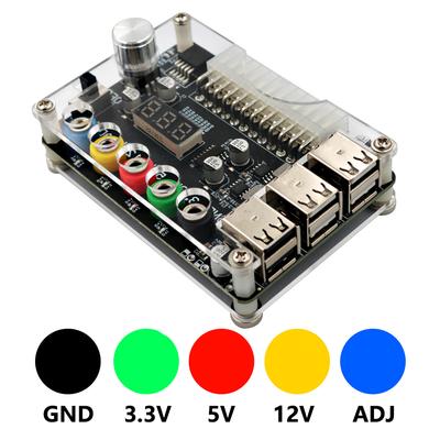 24Pin ATX Power Supply Breakout Board Power Module Adapter Connector Adjustable Voltage Knob 6 Port USB 2.0 Supports QC2.0 QC3.0