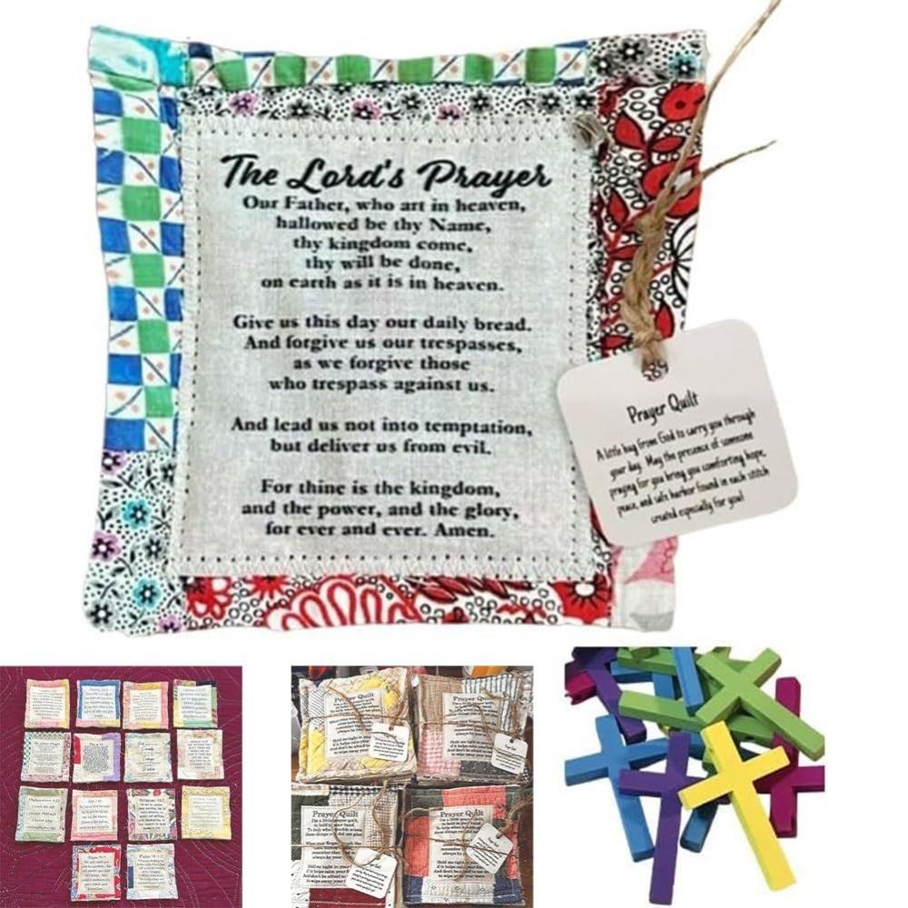 Individually Colorful Quilts Prayer Quilt with Cross Inside Prayer Gifts Handmade Sew Quilt Individually Colorful Pocket