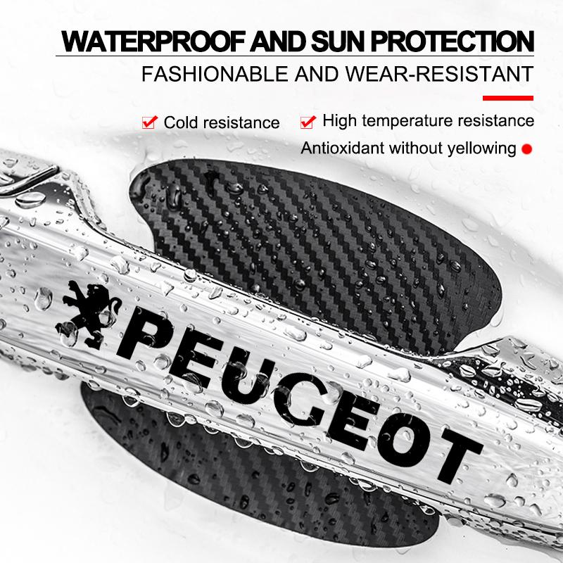 Car Door Sticker Carbon Fiber Scratches Auto Handle Protection Film For Peugeot 308 408 508 RCZ 208 3008 2008 206 207 108 406 407 408 206 207 306 307