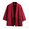 Men's Japanese-Style Hanfu Kimono Cardigan - Feather Weave, Three-Quarter Sleeves, Sun Protection Taoist Robe Jacket