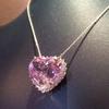 Light Luxury Heart-shaped Zircon Inlaid Pendant Necklace, Suitable for Daily Wear, Valentine's Day Gifts, Birthday Gifts