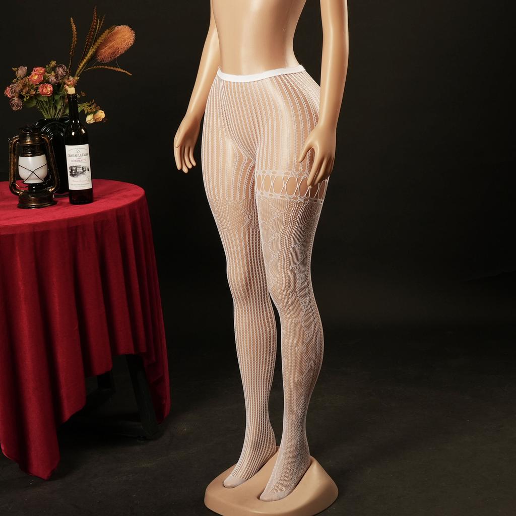 Leggings Lace Mesh Socks Tall Socks Seduction Sexy Pantyhose Striped Jacquard Skinny