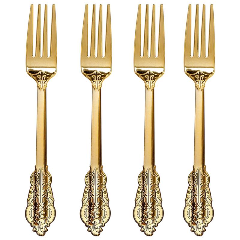 25/50/100Pcs Golden Plastic Forks, 7.4-Inch Disposable Forks, Silverware Utensils for Party, Weddings or Daily Use