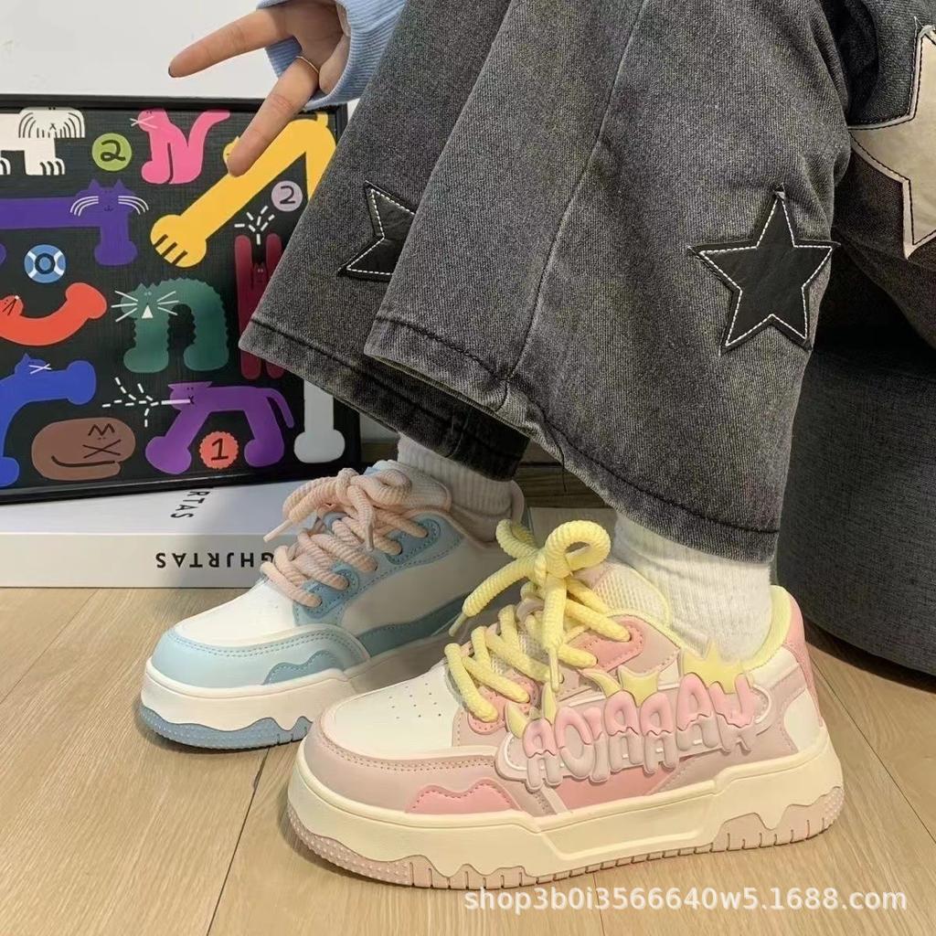 Dopamine-increased Mandarin Duck Women's Shoes 2025 Summer New Thick-soled Original Niche Versatile Student Casual Board Shoes