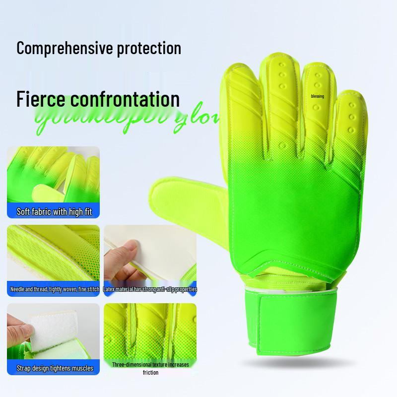 Gradient Color Goalkeeper Gloves - Finger Protection, Thickened Latex, Wear-Resistant PU Leather for Football Training