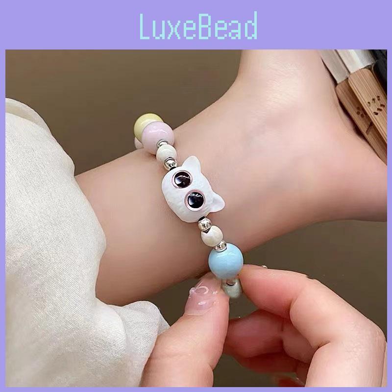 Cat Ceramic Bead Bracelet Adorable And Trendy Womens Geometric Hand Jewelry