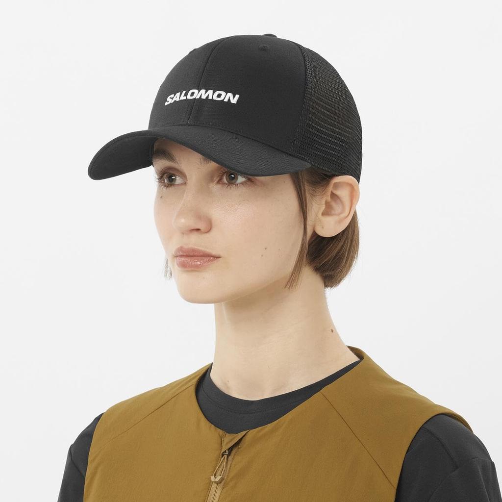 Salomon LOGO TRUCKER CAP Trucker Deep LC2682200 (Logo Cap) Unisex, L/XL Size, Black,