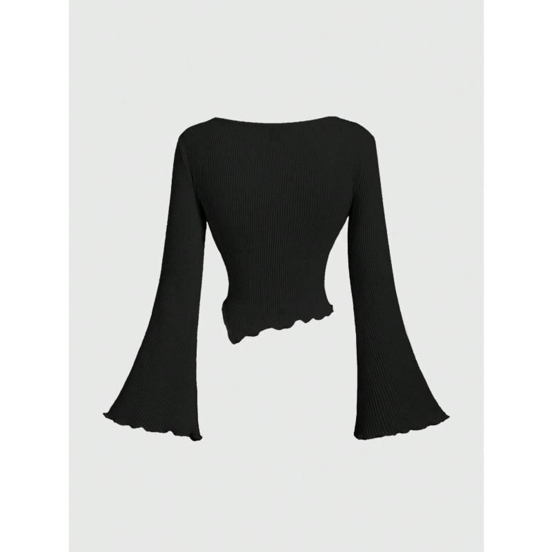 JKASHDK Women's Fashion Casual Spring Autumn Solid Color Print Long Sleeve V-Neck Blouses & Shirts