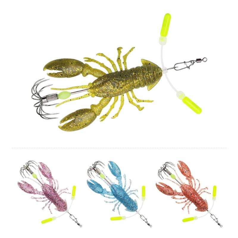 Soft Crustacean Fishing Tackle with Bright Body, Slow Sink and Umbrella-Style Hook Cluster for Retrieval Fishing Use