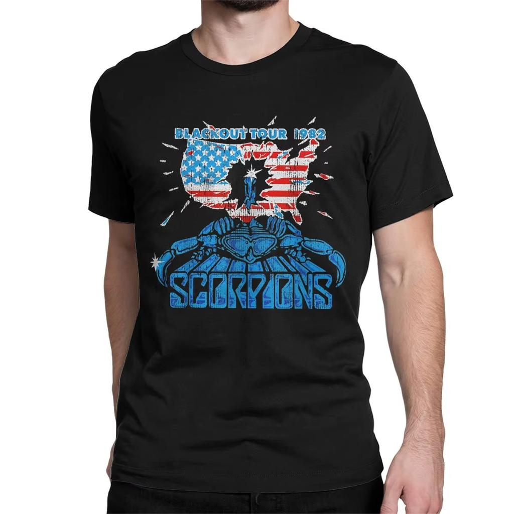 2025 Men's Women's T-Shirt Heavy Metal Scorpion Cotton T-Shirt Short Sleeve Hard Rock Band T-Shirt Crew Neck Clothes Graphics