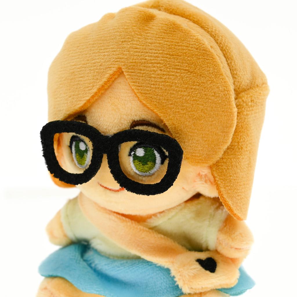 Eco-friendly Soft Materials Customize Weighted Glasses-style Q Plush Toy Cute Sitting Posture Stuffed Doll for Kids