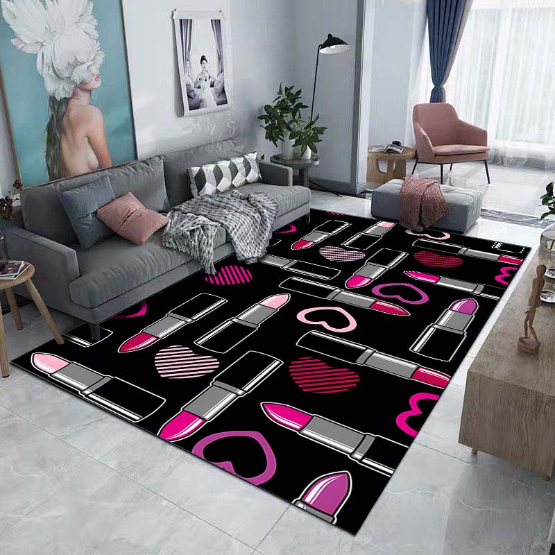 Fashion Beauty Lipstick High Heels Pattern Floor Rug 15 Sizes Living Room Bedroom Bedside Bathroom Floor Mat Area Rug Home Decor