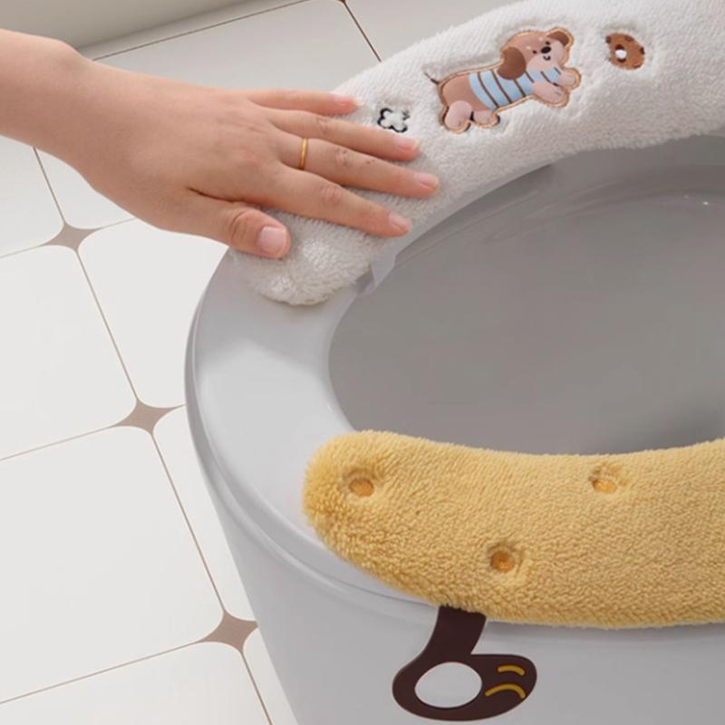 Plüsch Warme Dick Gepolsterte Toilettensitzbezug Matte Rutschfest Weiches Toilettensitzkissen Badezimmerzubehör