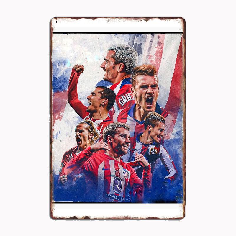 Antoine Griezmann Football Player Poster Metal Sign Spanish Football Clubs Tin Custom Bar Indoor Home Wall Decor Room Decor 30x40cm(11.8x15.7inch)