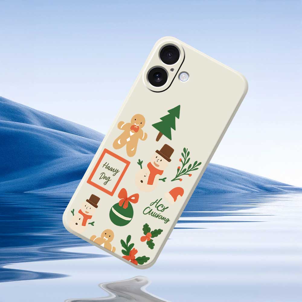 For iPhone 17 Case Christmas Snowman Pattern Printing Straight Edge TPU Phone Back Cover