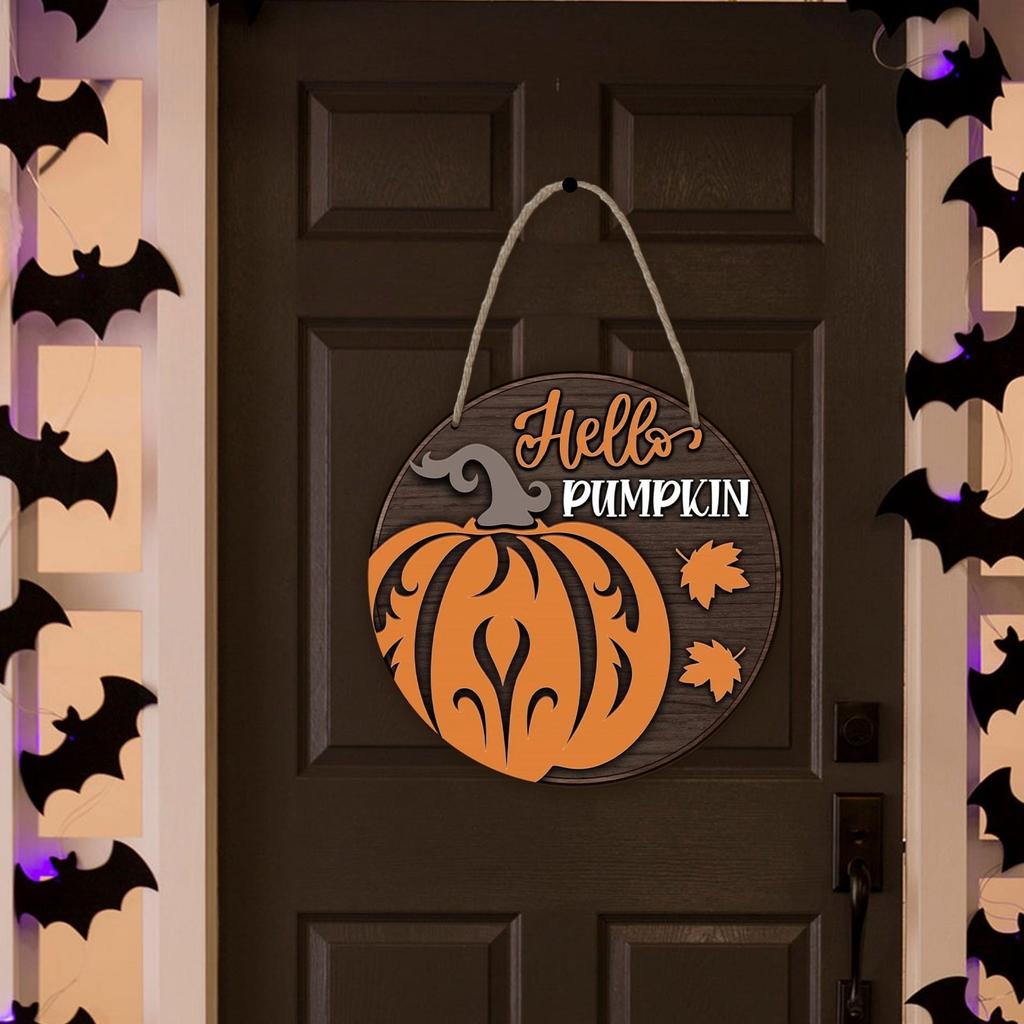 Halloween Pumpkin Atmosphere Decoration Wooden Sign Home Wall Decoration Holiday Decoration