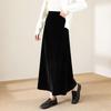 TERRE BLEUE Women's Retro Velvet Midi Skirt