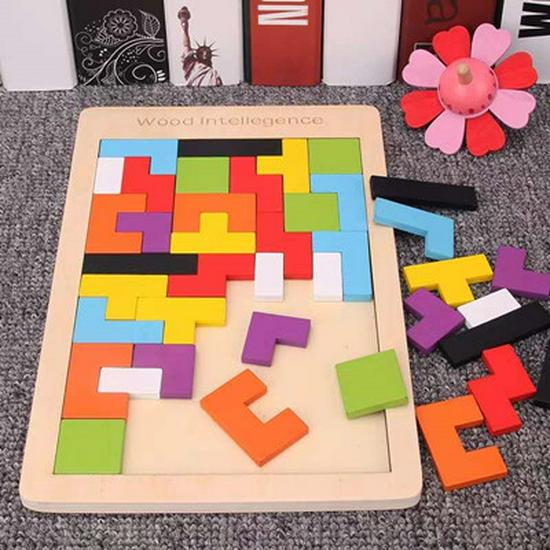 

Colorful Wooden Tetris Puzzle Blocks for Kids Ages 3-9