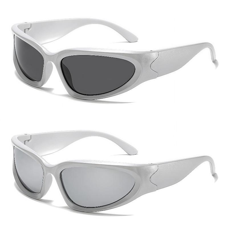 2pcs of futuristic punk style retro fashion glasses - unisex fashion glasses suitable for street pography
