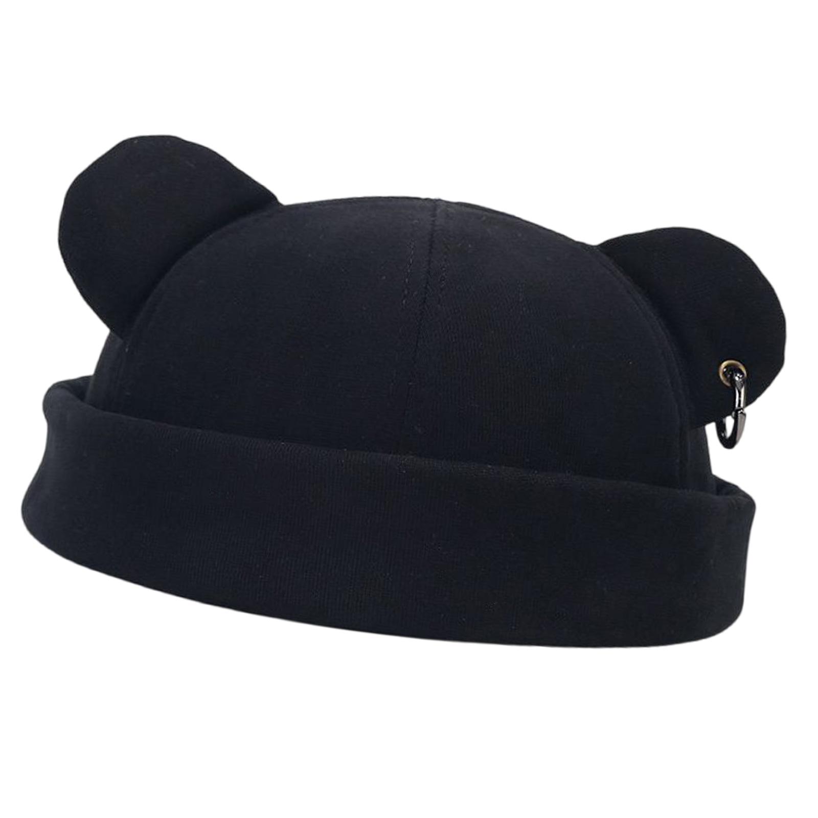 

Унисекс Теплая Утолщенная Зимняя Шапка-Бини с Милыми Медвежьими Ушками Модная Шапка для Уличных Танцев Шапка-Череп для Женщин Девушек чёрный