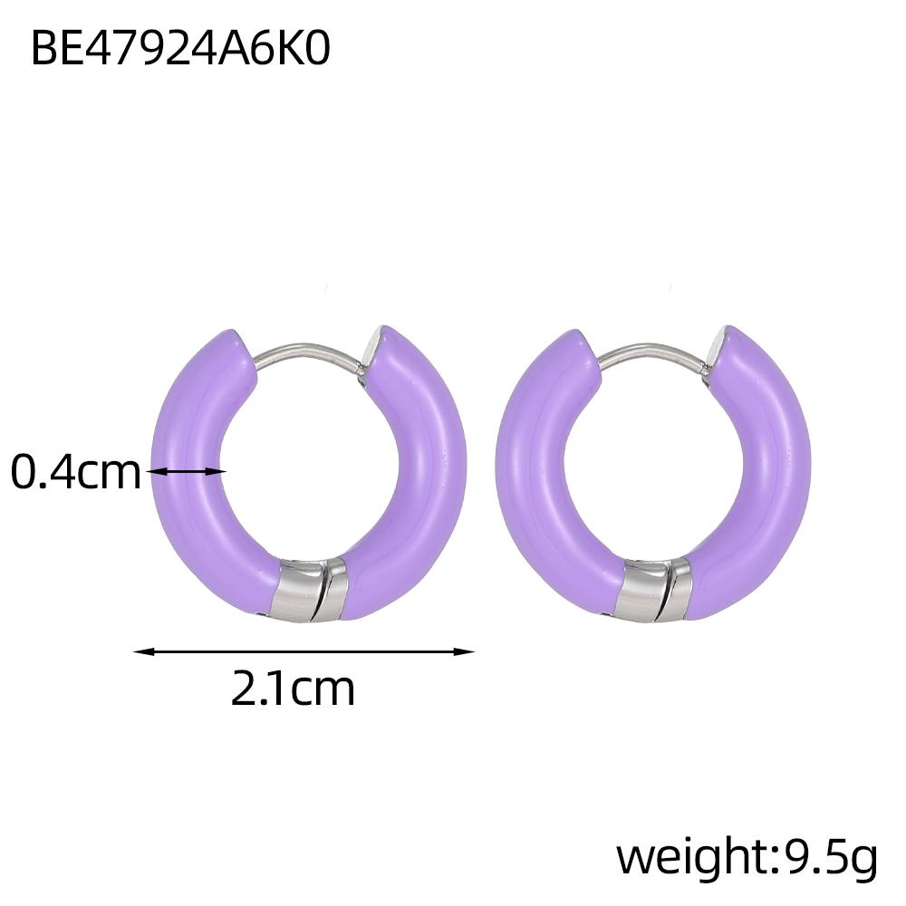 CARLIDANA INS Orecchini a Cerchio Minimalisti Colorati Smaltati Acciaio Inossidabile Multicolori Gocciolanti Orecchini Huggie per Ragazze