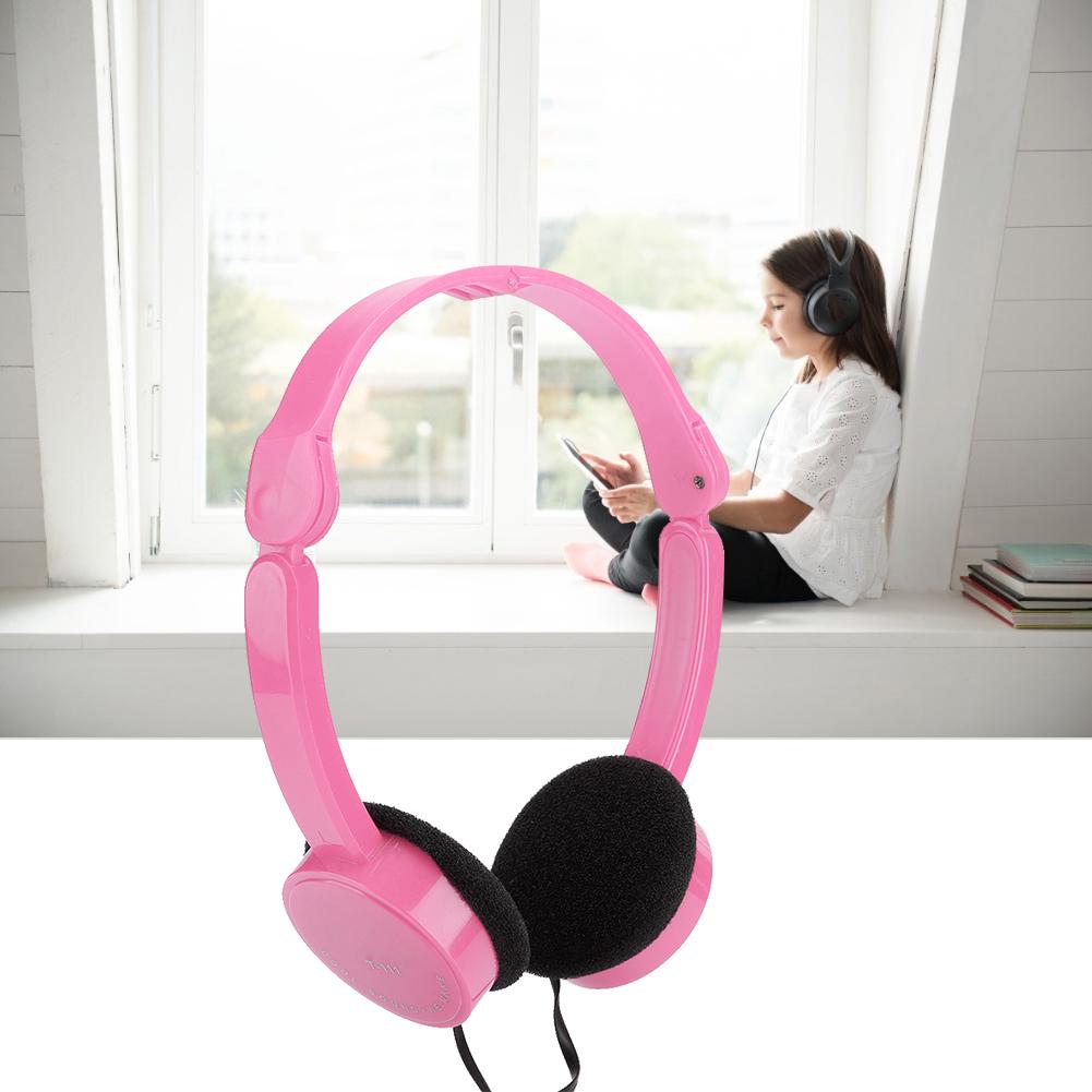 Foldable Wired Stereo Headset Children Headphone with Microphone for Smartphone TabletPink