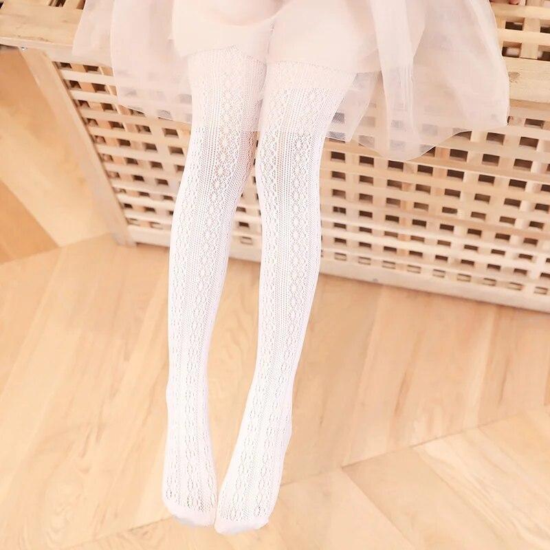 Kids Sunflower Tights For Girls Mesh Thin Baby Girl Tights Fashion Pantyhose Cotton Solid Soft Princess Summer Leggings 3-13Years